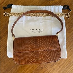 NWOT Dylan Kain Python Leather Baguette Shoulder Bag
